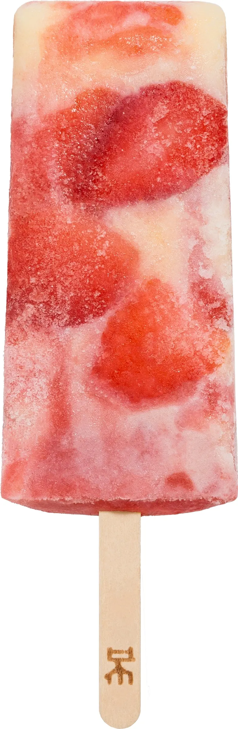 Paleta cremosa de Fresas con Crema IKE, artesanal, con palito de madera marcado
