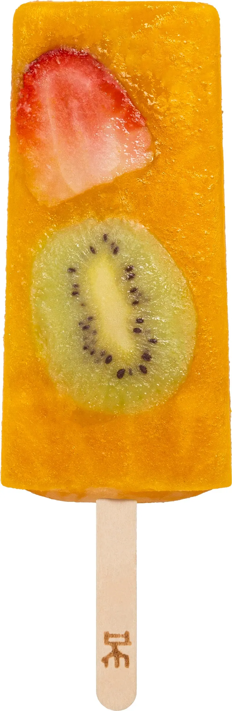 Paleta frutal de Gulupa Uchuva IKE, artesanal, con palito de madera marcado